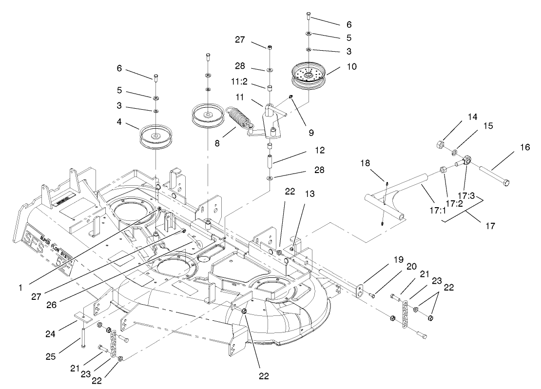 Idler, Pulley/Lift Strut and Chain Assembly