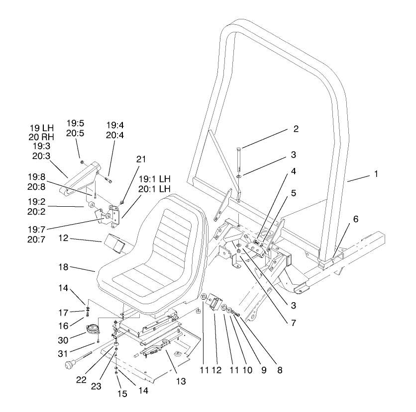 Seat and Roll-Over-Protection-System Assembly