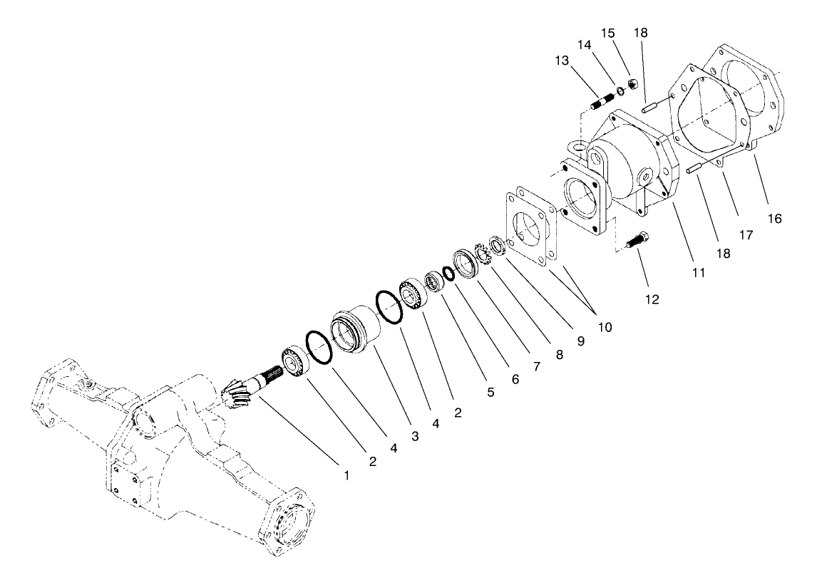 Rear Axle Assembly No. 100-3784 Bevel Pinion Shaft Assembly