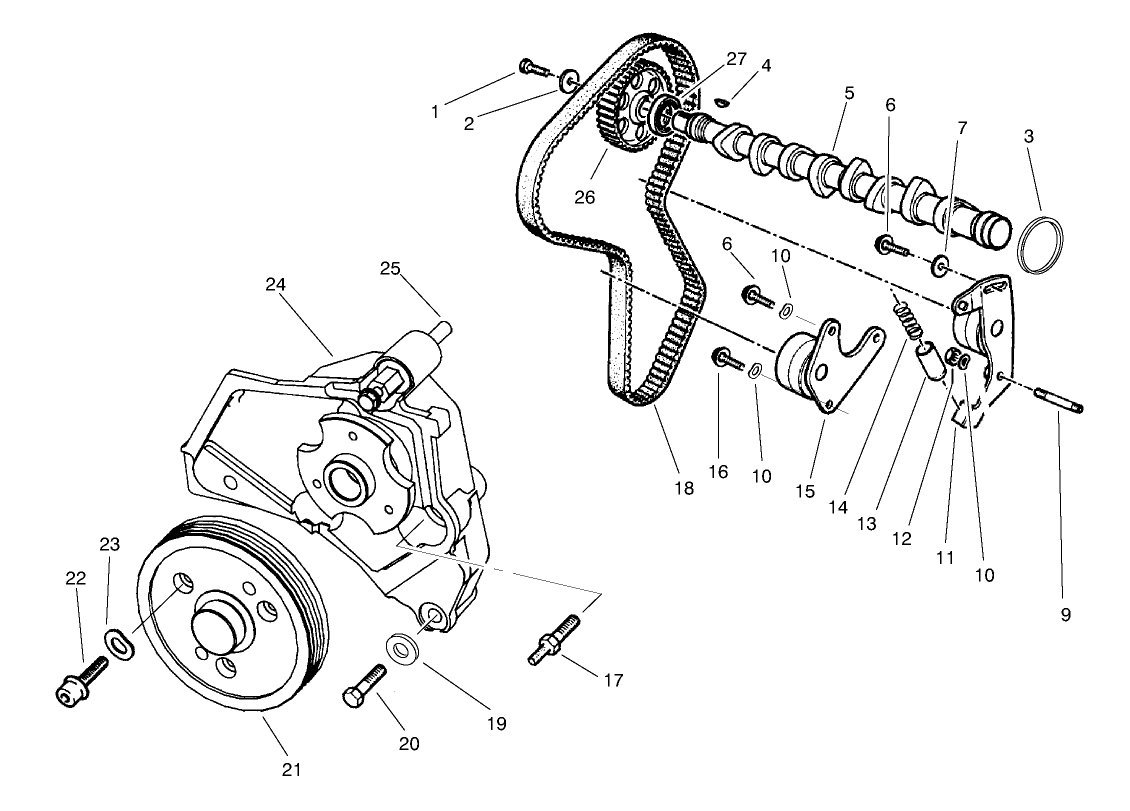 Camshaft and Fan Support Assembly