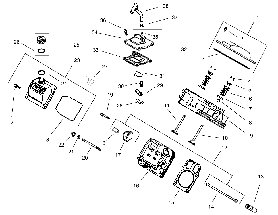 Head/Valve/Breather (CH20S 64656 Kohler)