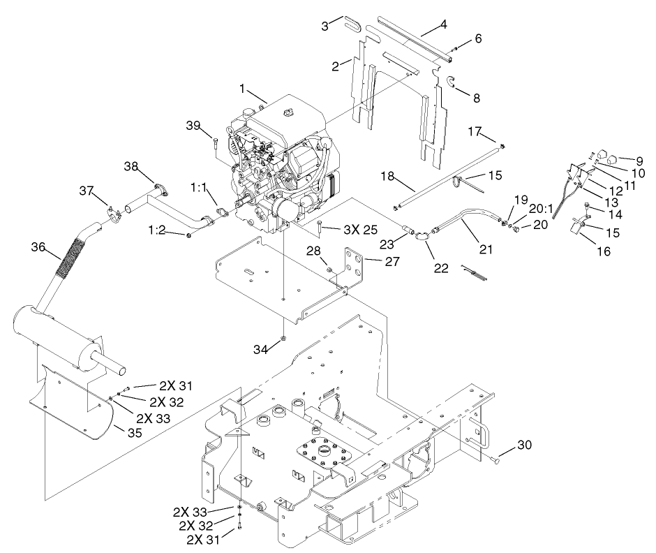 Engine and Mount Assembly