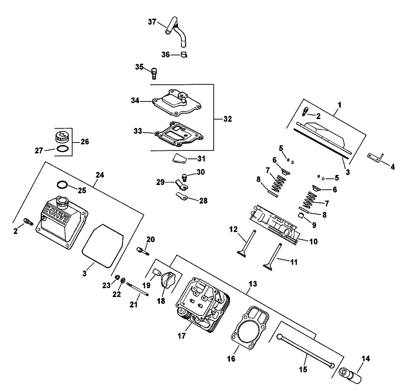 Head/Valve/Breather Assembly Kohler Engine CH25S PS-68688