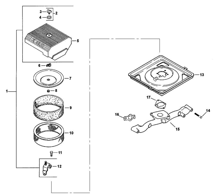 Air Intake and Filtration Assembly Kohler Engine CH25S PS-68688