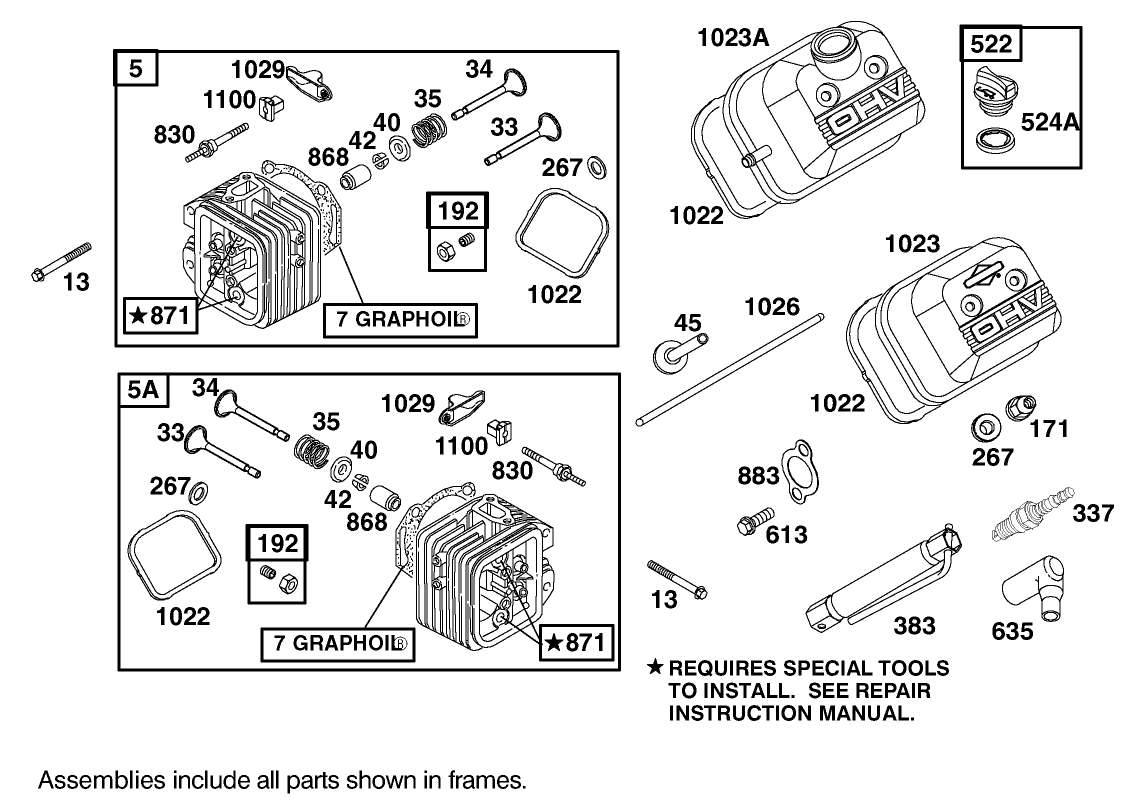 Cylinder Head Assembly Briggs and Stratton Model 303447-1408-E1