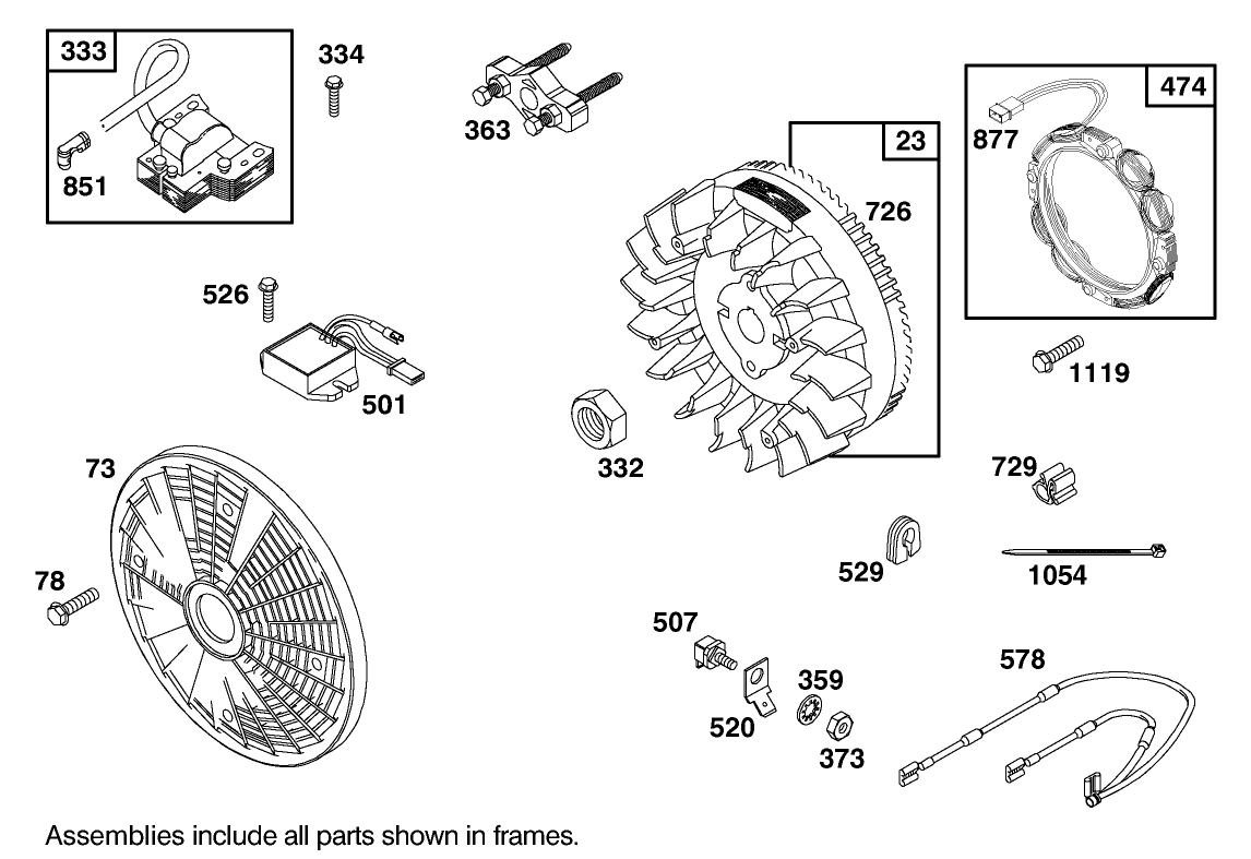 Flywheel Assembly Briggs and Stratton Model 303447-1408-E1