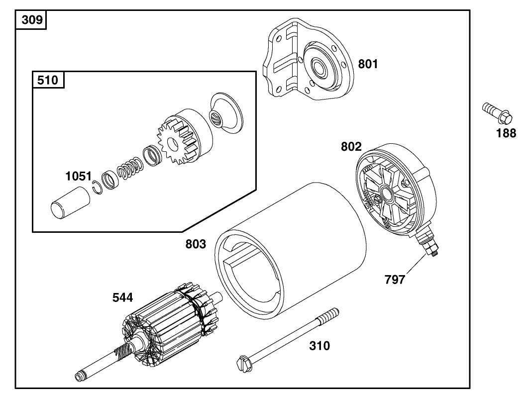 Starter Assembly Briggs and Stratton Model 303447-1408-E1
