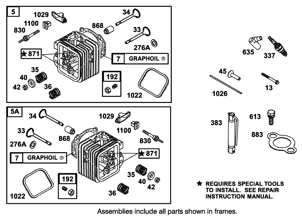 Cylinder Head Assembly Briggs and Stratton Model 350447-1259-E1