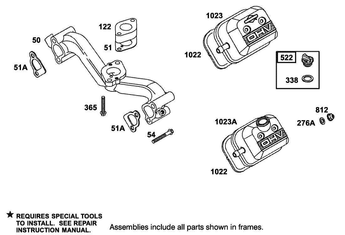 Intake Manifold and Rocker Cover Assembly Briggs and Stratton Model 350447-1259-E1