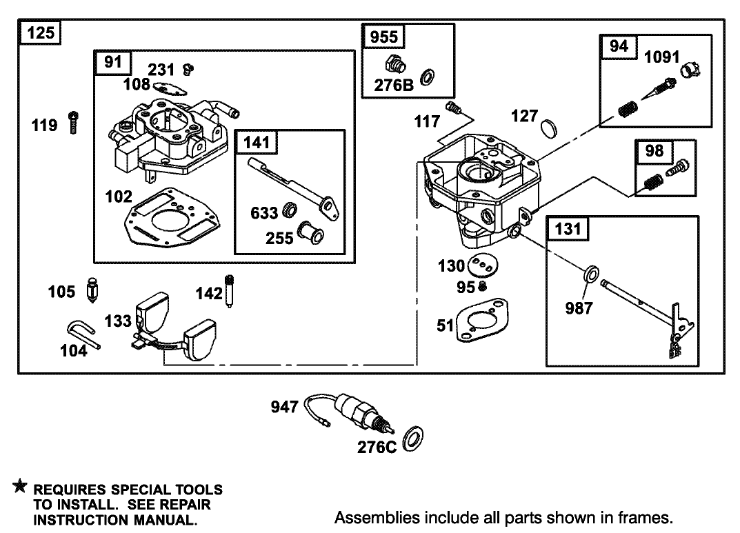Carburetor Assembly Briggs and Stratton Model 350447-1259-E1