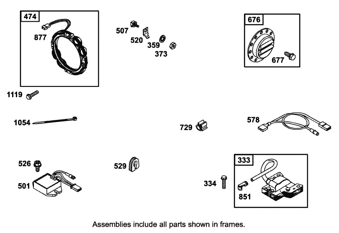 Alternator Assembly Briggs and Stratton Model 350447-1259-E1