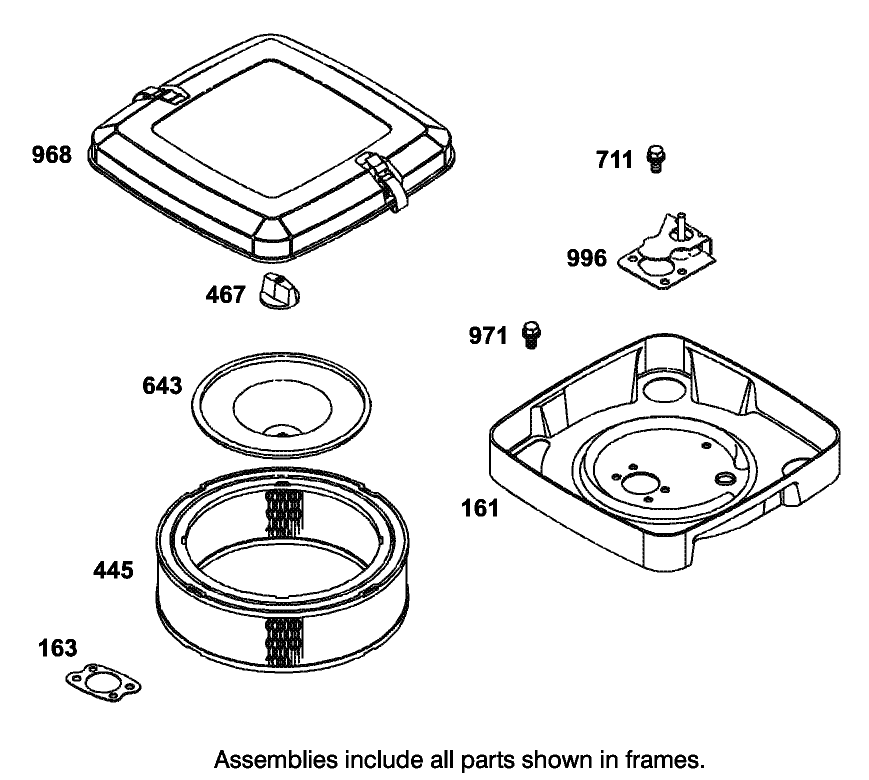 Air Cleaner Assembly Briggs and Stratton Model 350447-1259-E1