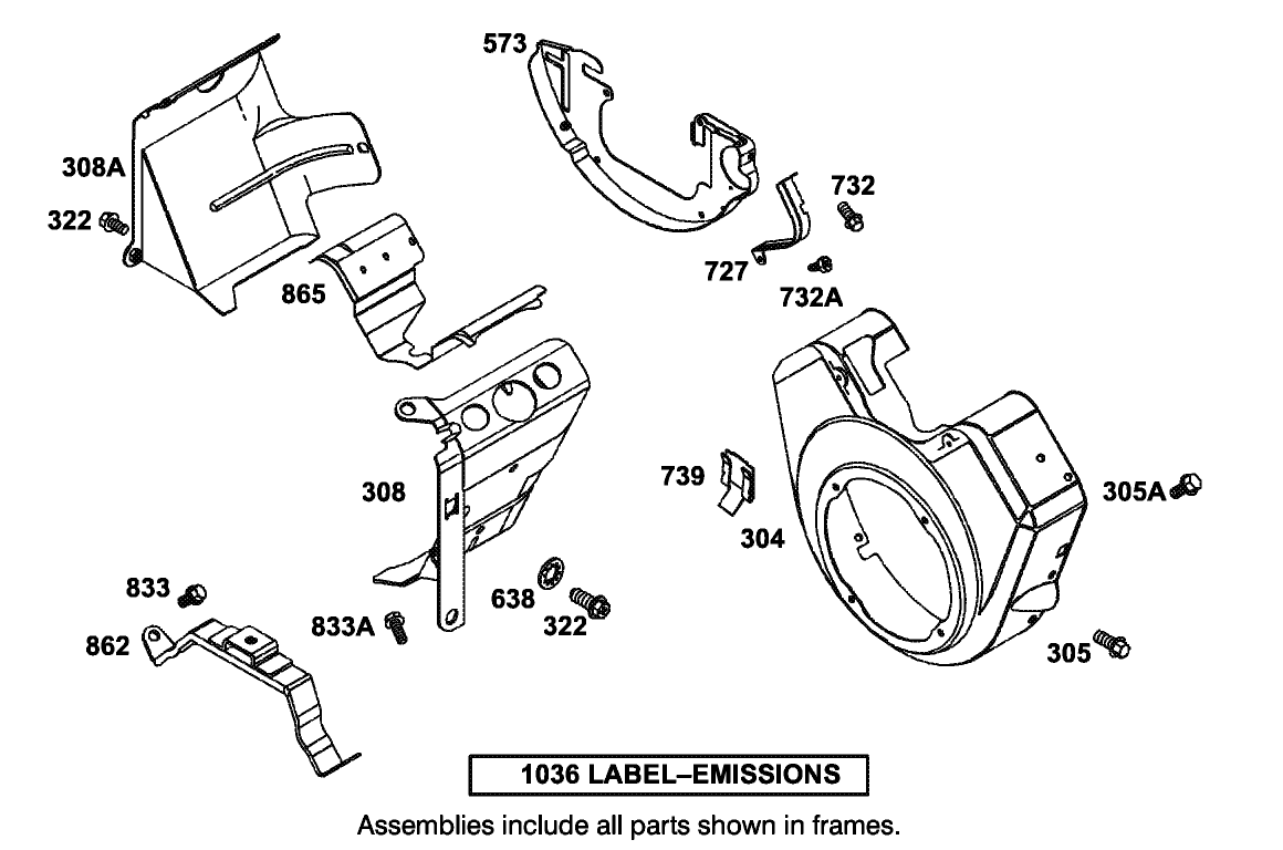 Blower Housing Assembly Briggs and Stratton Model 350447-1259-E1