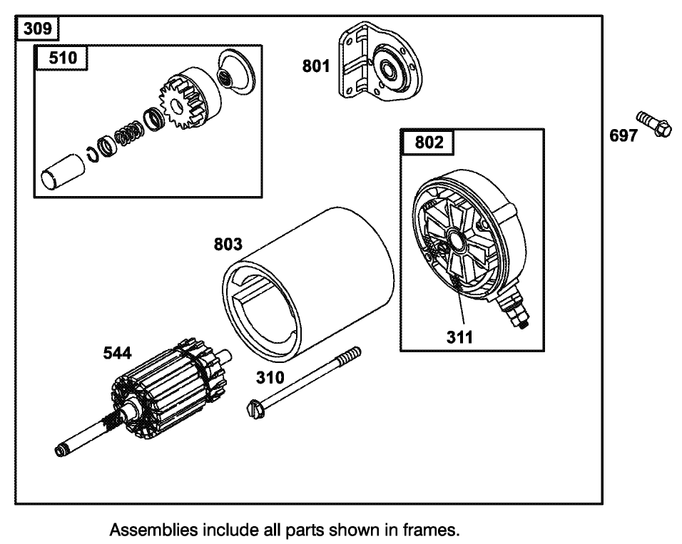 Starter Assembly Briggs and Stratton Model 350447-1259-E1