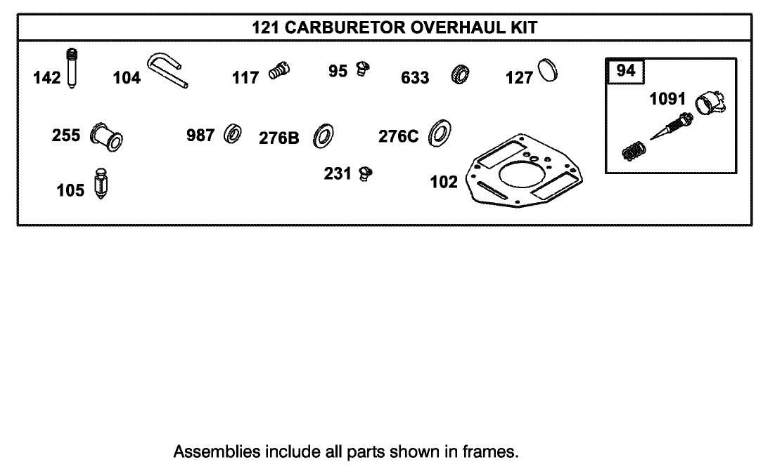 Carburetor Overhaul Kit Assembly Briggs and Stratton Model 350447-1259-E1