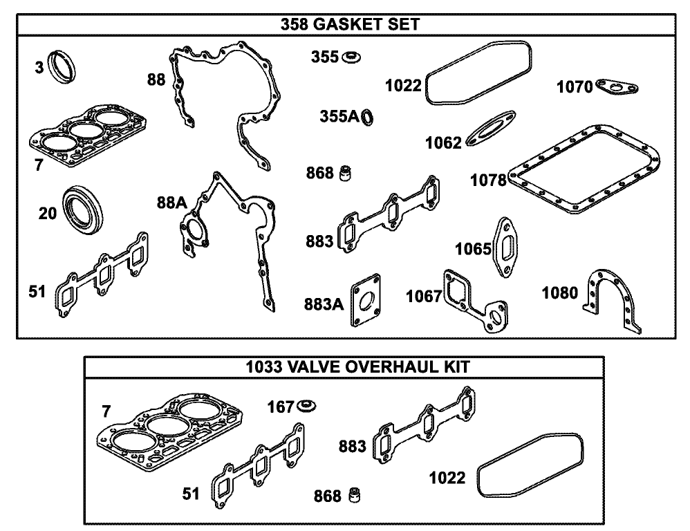 Gasket and Valve Overhaul Kit Assembly