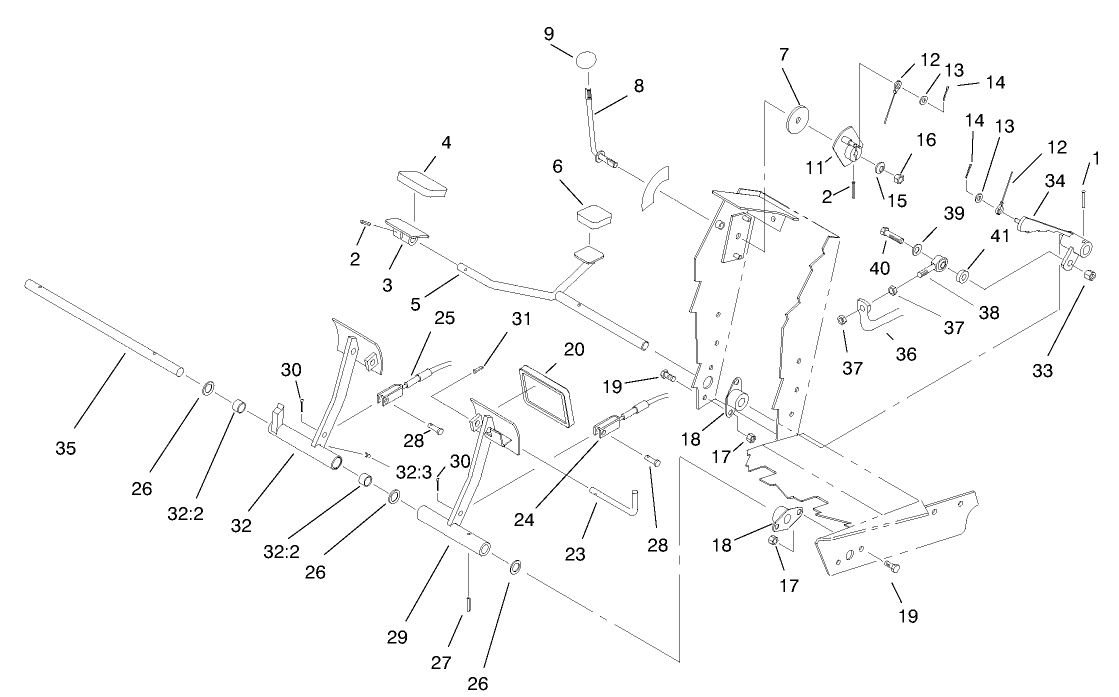Traction and Brake Pedals Assembly