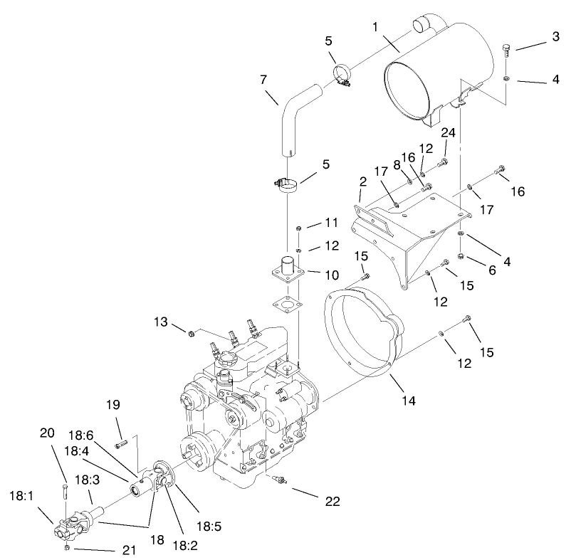 Muffler and Pump Drive Assembly