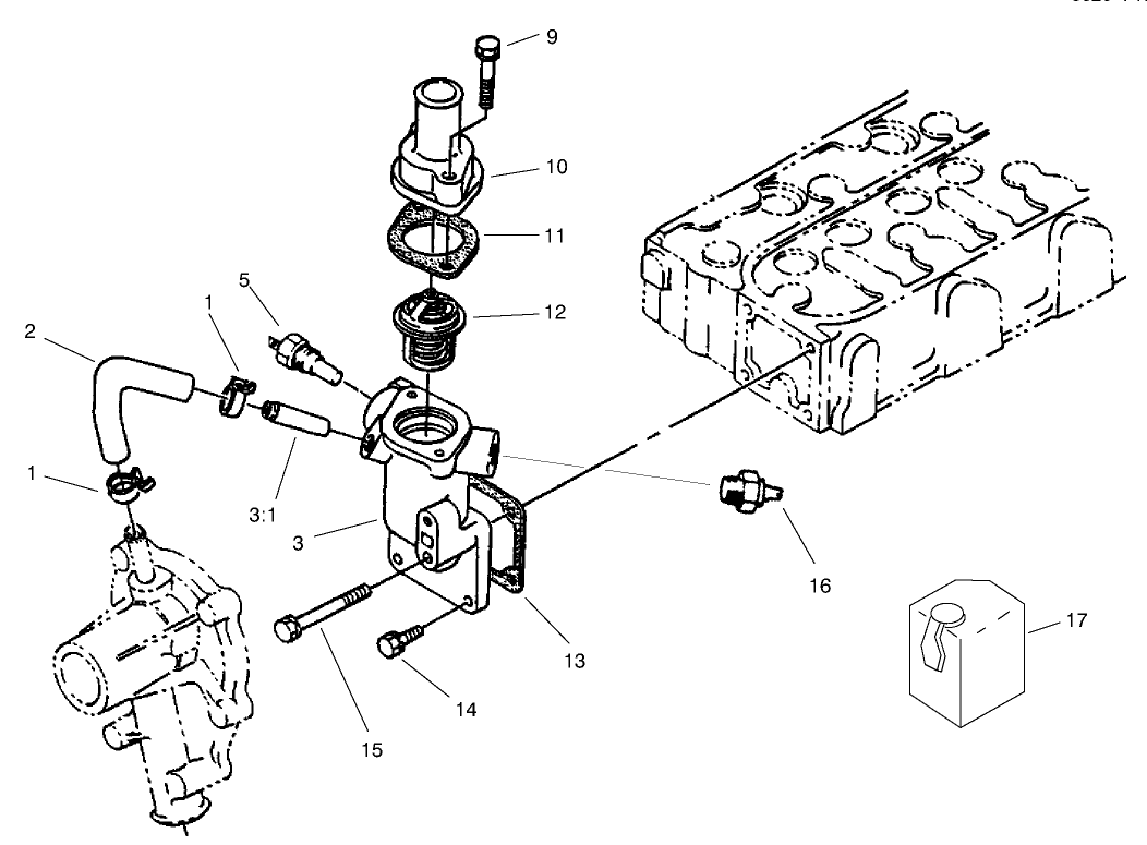 Water Flange and Thermostat Assembly