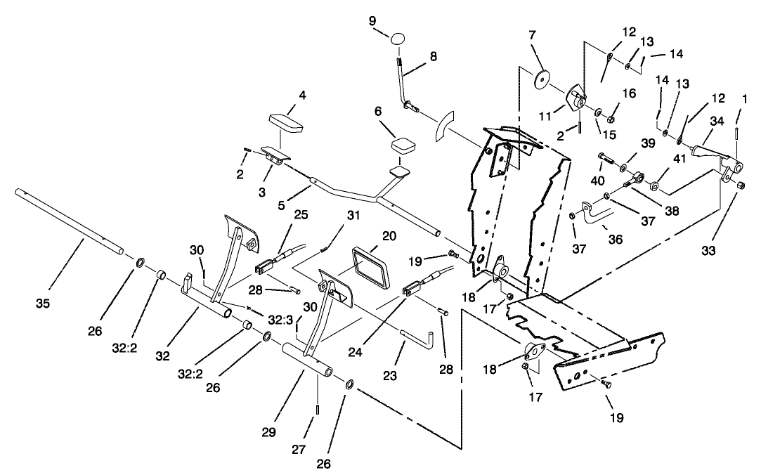 Traction and Brake Pedals Assembly