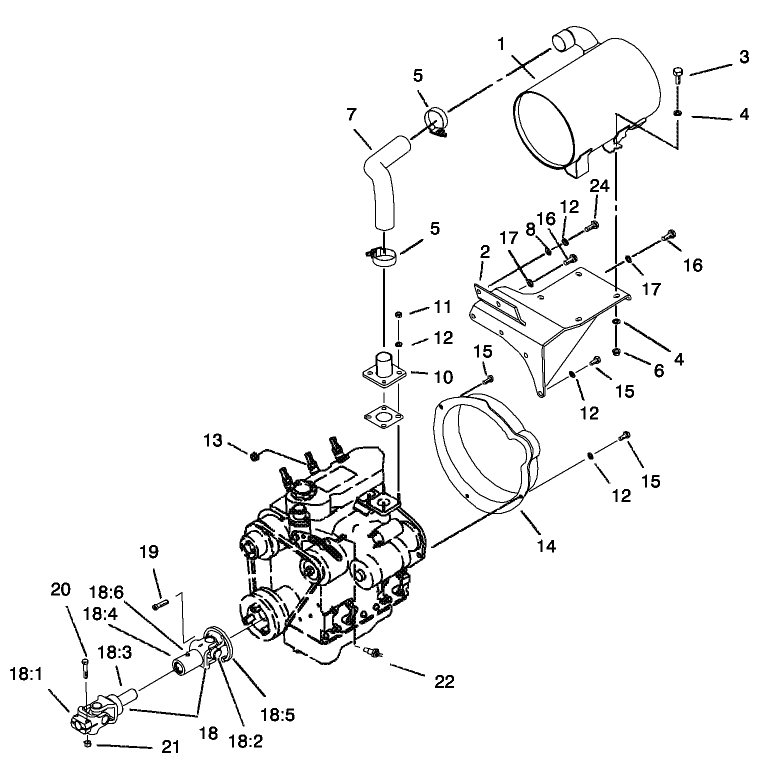 Muffler and Pump Drive Assembly