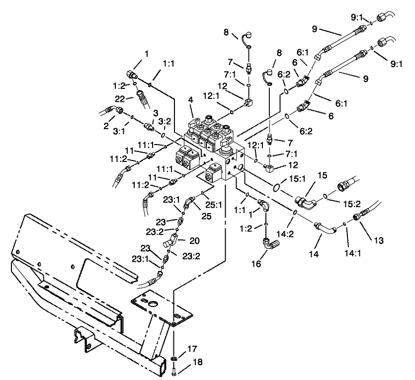 Hydraulic Control Block and Hoses Assembly