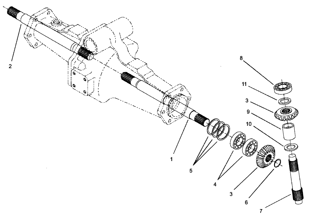 Rear Axle Assembly No. 98-3925 (Continued) Bevel Gear Shaft Assembly