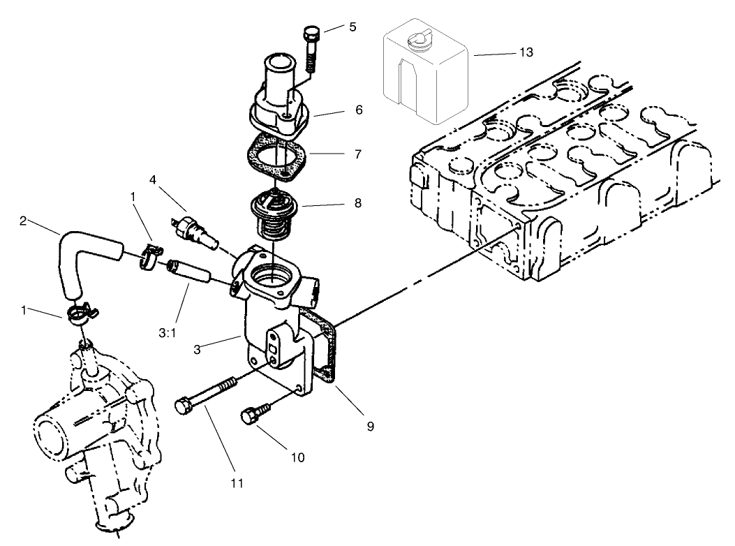Water Flange and Thermostat Assembly