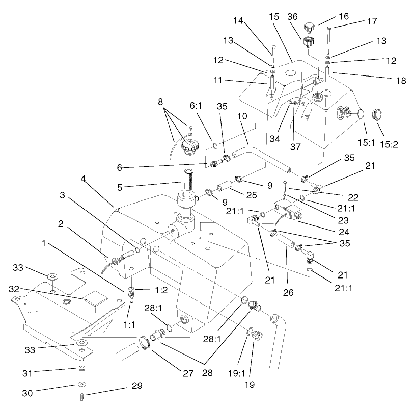 Hydraulic Reservoir and Leak Detector Assembly