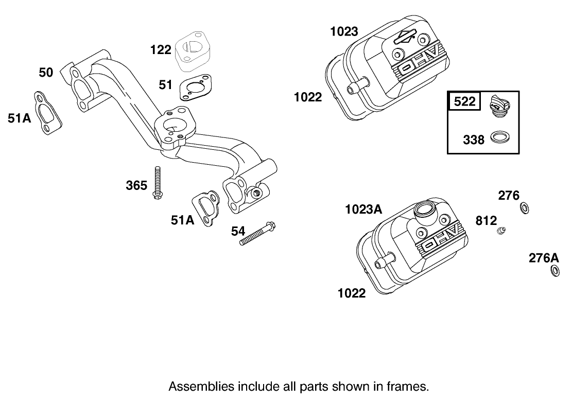 Intake Manifold and Rocker Cover Assembly Briggs and Stratton Model 350447-1331-E1