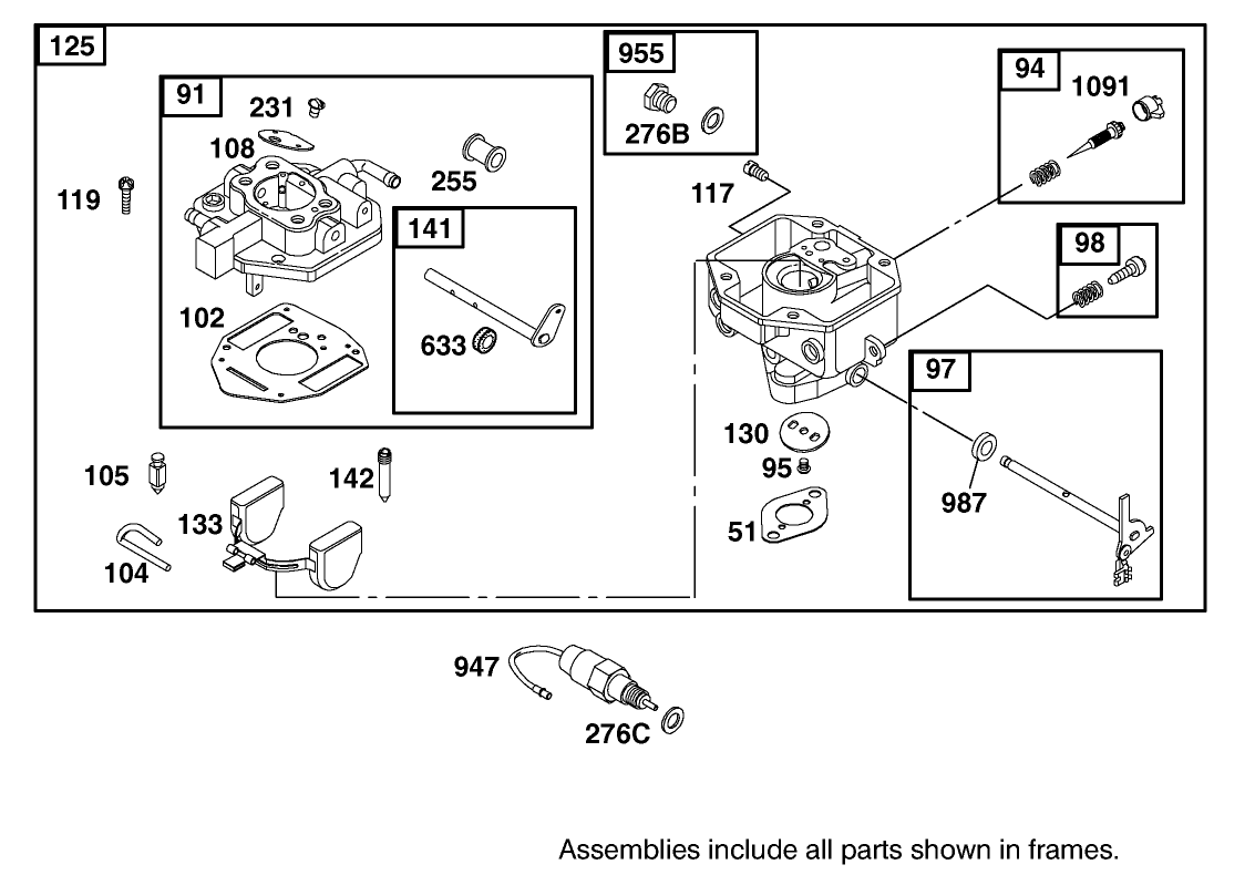 Carburetor Assembly Briggs and Stratton Model 350447-1331-E1