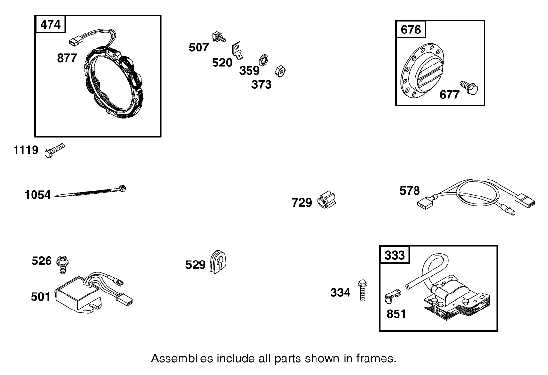 Alternator Assembly Briggs and Stratton Model 350447-1331-E1