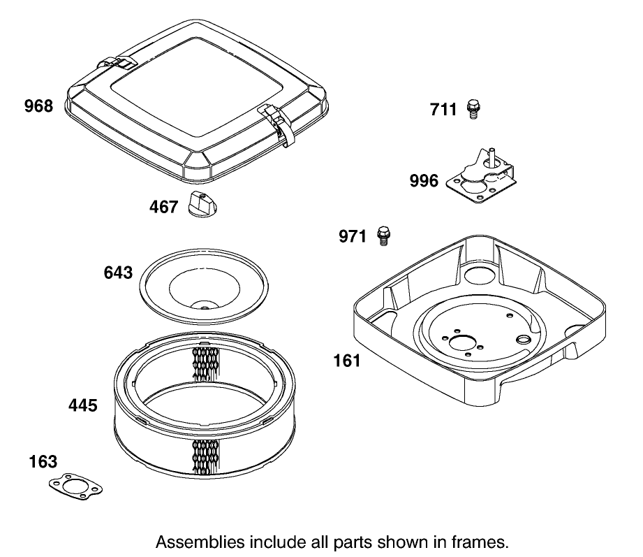 Air Cleaner Assembly Briggs and Stratton Model 350447-1331-E1