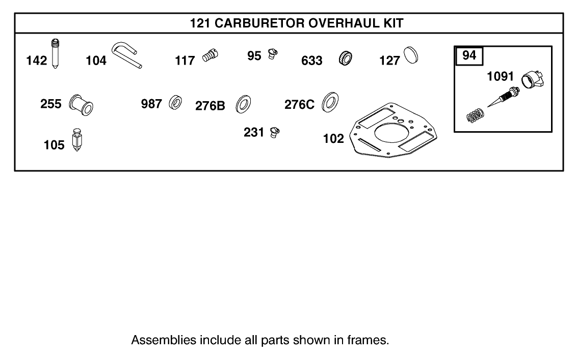 Carburetor Overhaul Kit Assembly Briggs and Stratton Model 350447-1331-E1