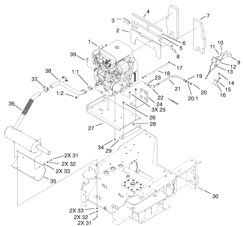 Engine and Mount Assembly