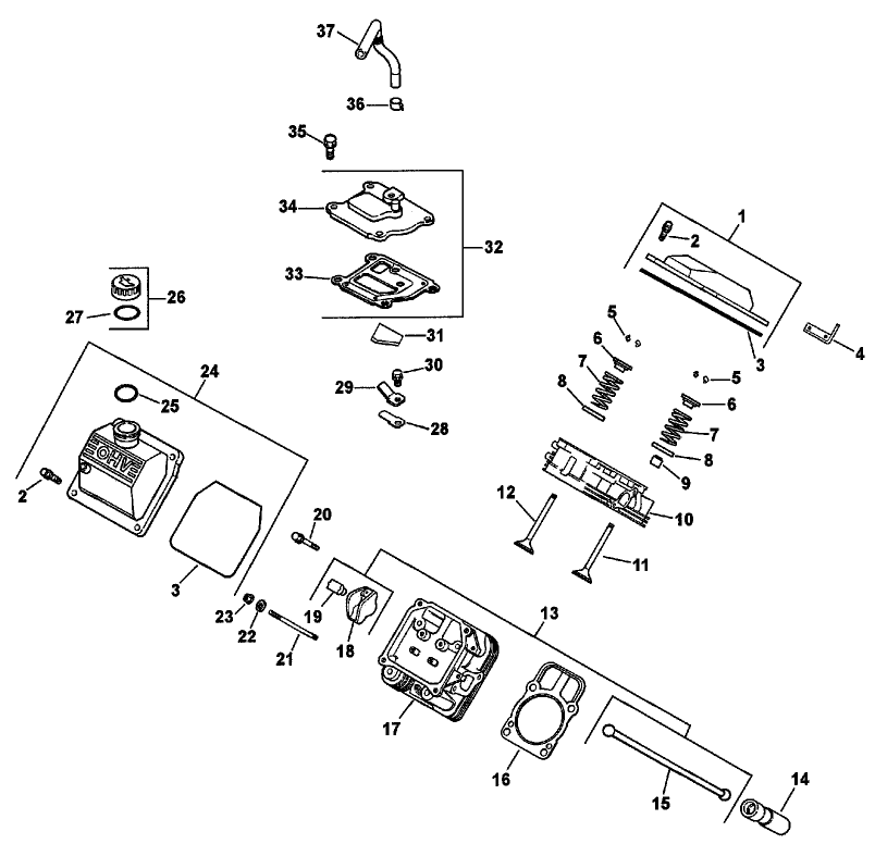 Head/Valve/Breather Assembly Kohler Engine CH25S PS-68688