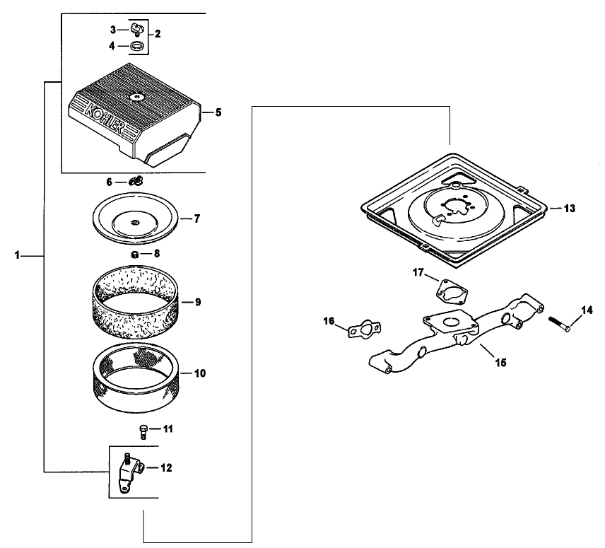 Air Intake and Filtration Assembly Kohler Engine CH25S PS-68688