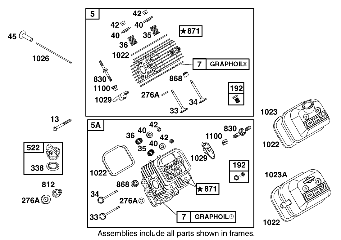 Cylinder Head Assembly Briggs and Stratton 303440-1320-E1