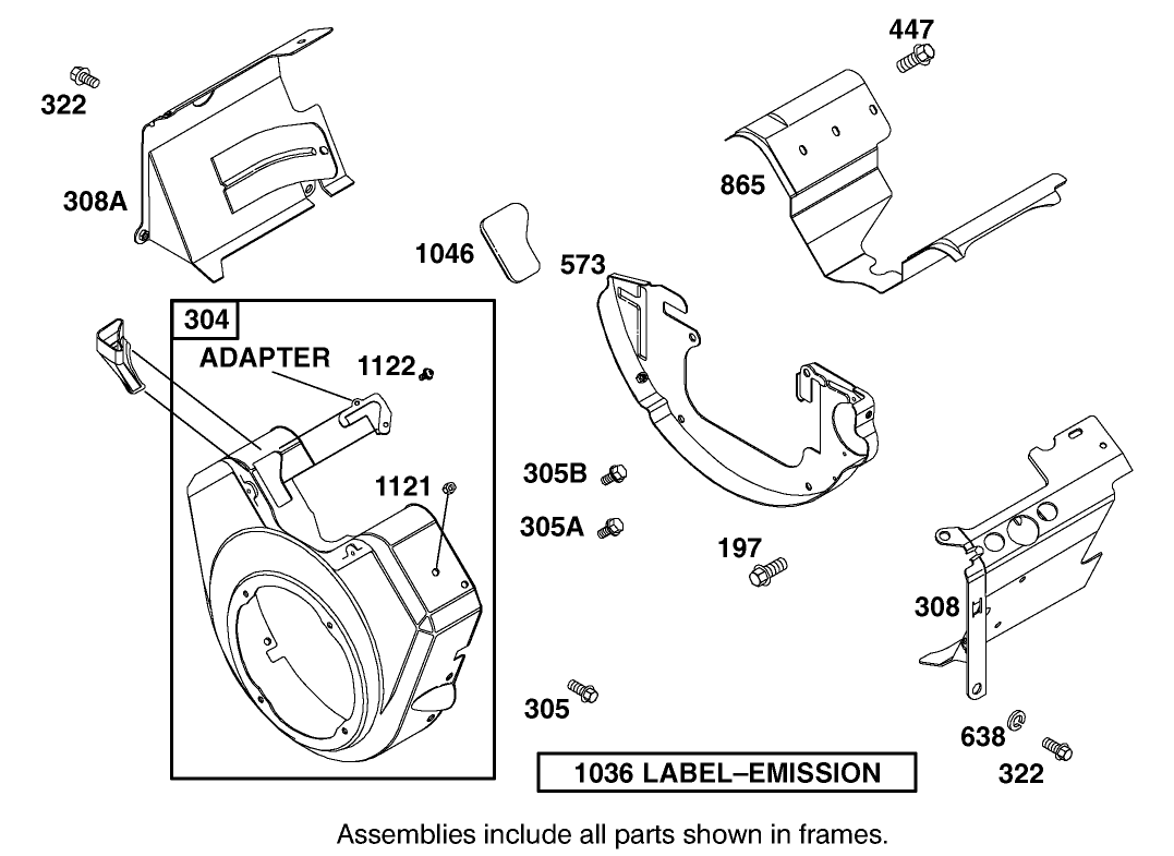 Blower Housing Assembly Briggs and Stratton 303440-1320-E1