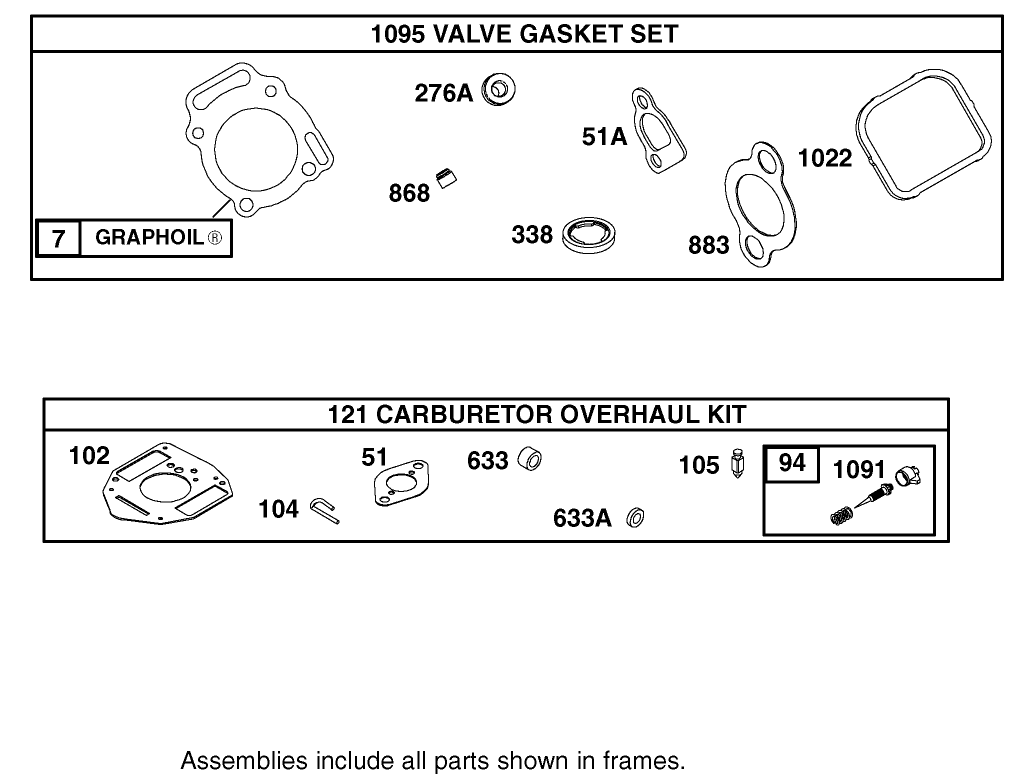 Carburetor Overhaul Kit Assembly Briggs and Stratton 303440-1320-E1