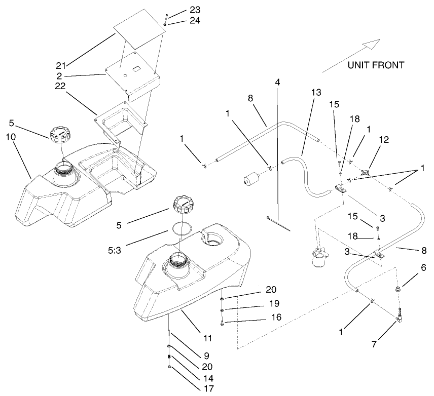 Tank and Fuel Line Assembly