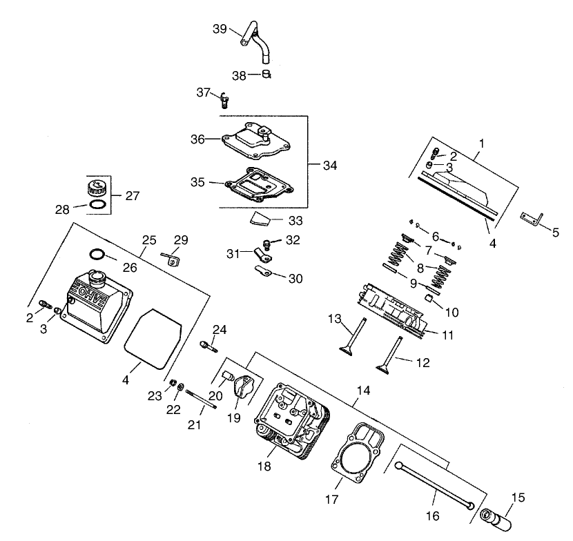 Head/Valve/Breather Assembly - Group 4 Kohler CH23S-76550
