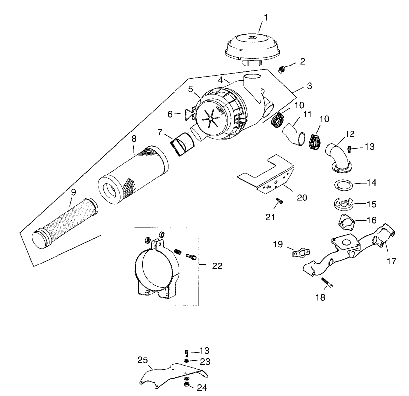 Air Intake/Filtration Assembly - Group 10 Kohler CH23S-76550