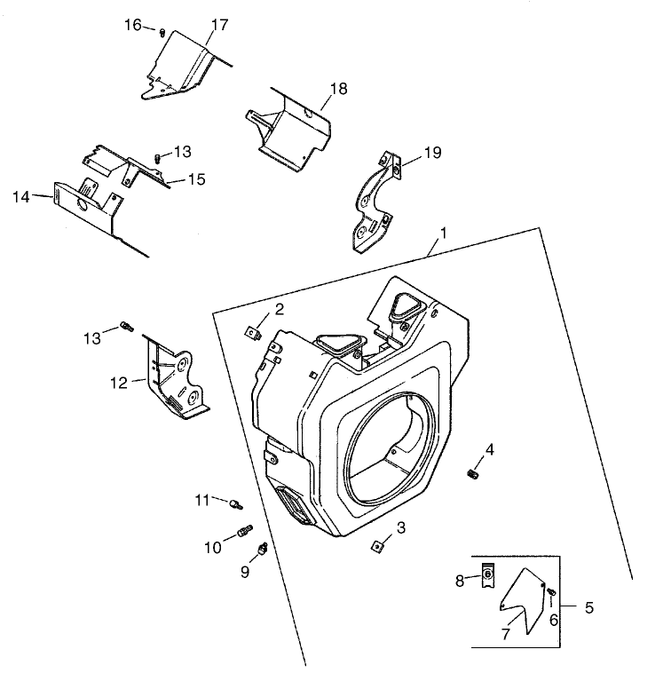 Blower Housing and Baffle Assembly - Group 6 Kohler CH25S-68695