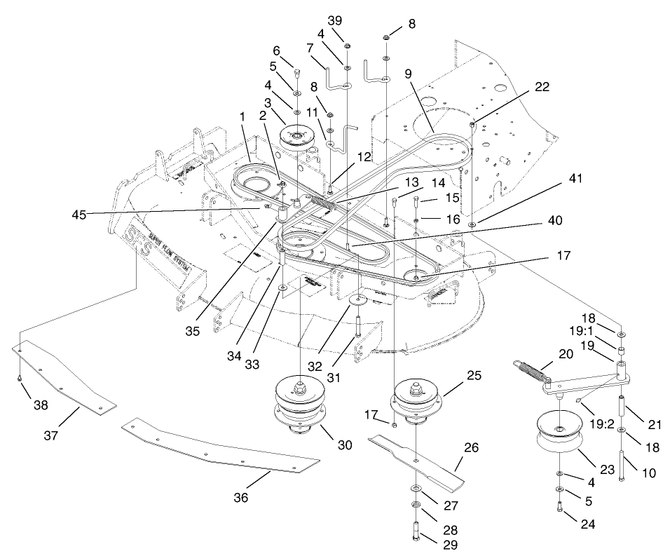 Spindle, Idler Pulley and Belt Assembly