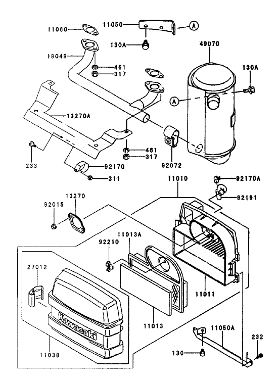 Air-Filter/Muffler Assembly Kawasaki FH500V-AS25