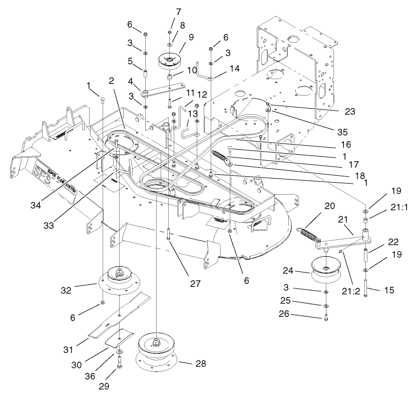 Spindle, Idler Pulley, and Belt Assembly