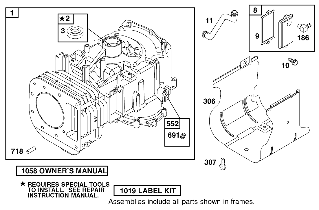 Cylinder Assembly Briggs and Stratton 311777-0117-E1