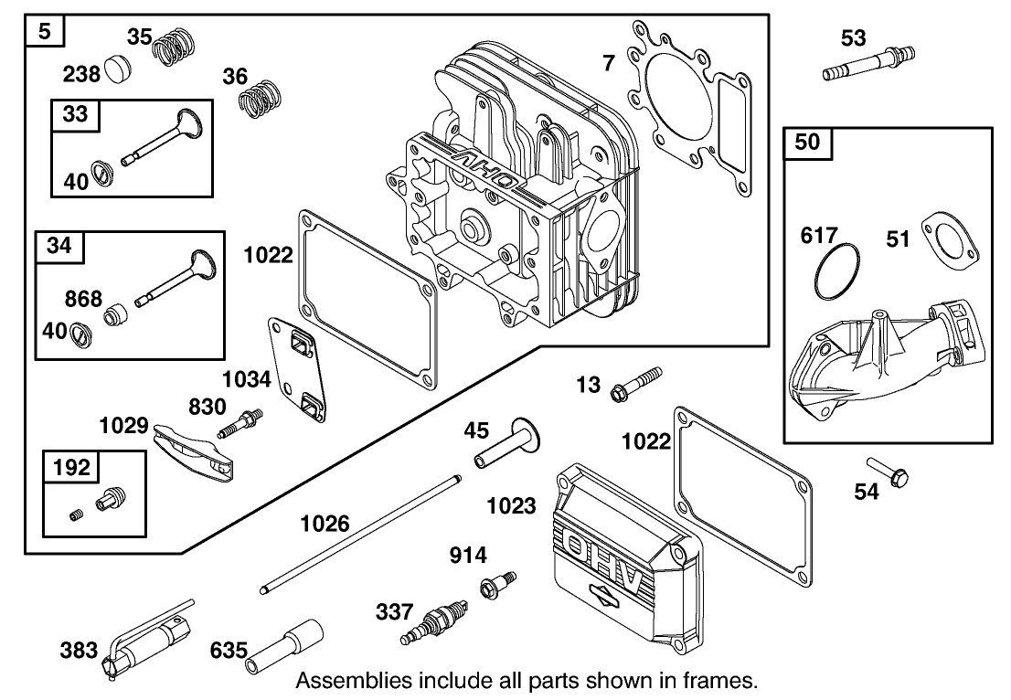 Cylinder Head Assembly Briggs and Stratton 311777-0117-E1