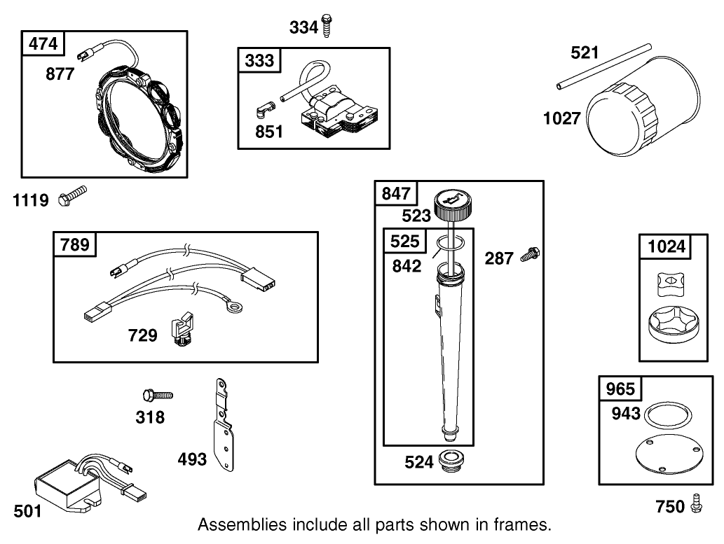 Oil Filter, Tube, and Pump Assembly Briggs and Stratton 311777-0117-E1